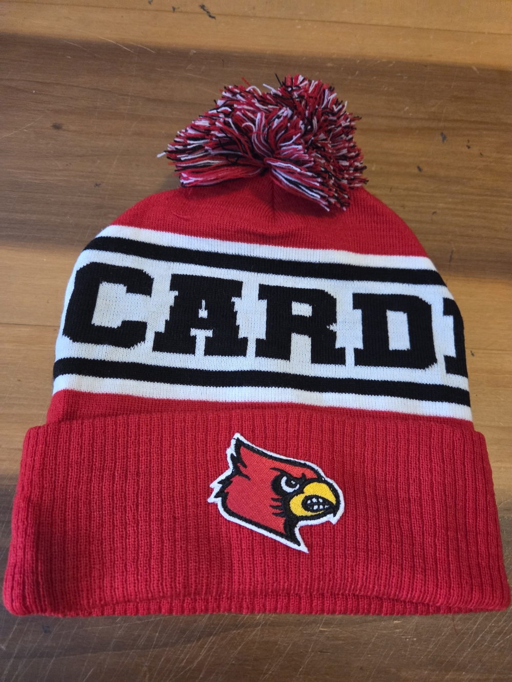 Louisville Cardinals Adult Red & Black Knit Beanie. New
